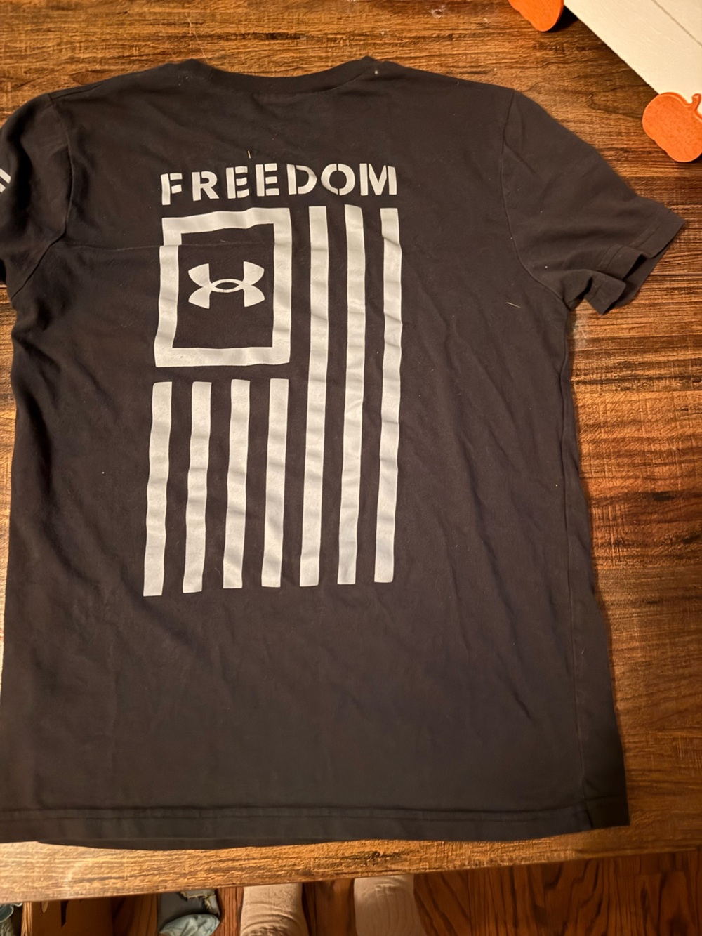 Under Armour Black Tee with Silver Freedom Flag Graphic